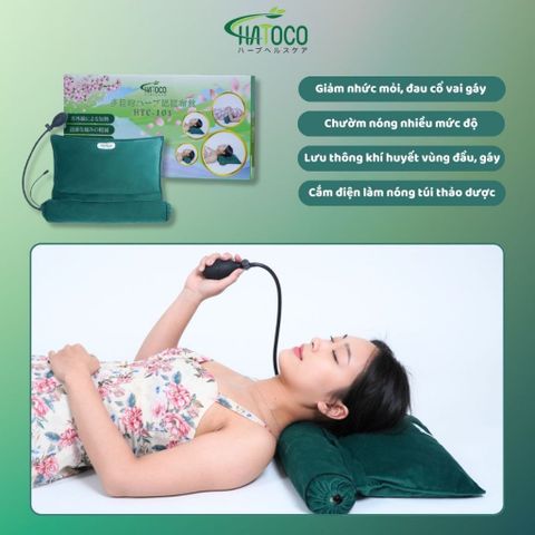 Gối Thảo Dược Chườm Nóng Bằng Điện Hatoco - Giảm Đau Cổ Gáy & Đau Bụng Kinh, Kích Thước 44x26cm, Tiện Lợi Dùng Hàng Ngày