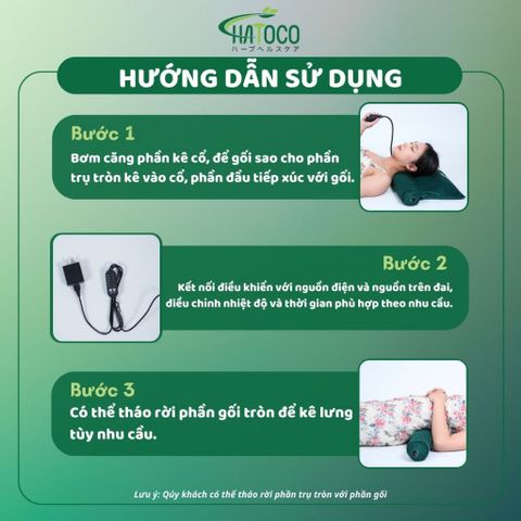 Gối Thảo Dược Chườm Nóng Bằng Điện Hatoco - Giảm Đau Cổ Gáy & Đau Bụng Kinh, Kích Thước 44x26cm, Tiện Lợi Dùng Hàng Ngày
