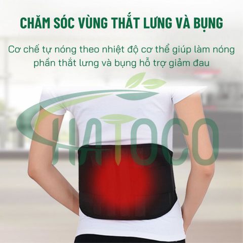 Đai Lưng Cột Sống Đá Nóng Hatoco - Giảm Đau Lưng, Hỗ Trợ Thoát Vị Đĩa Đệm, Cải Thiện Tư Thế, An Toàn Cho Mọi Đối Tượng