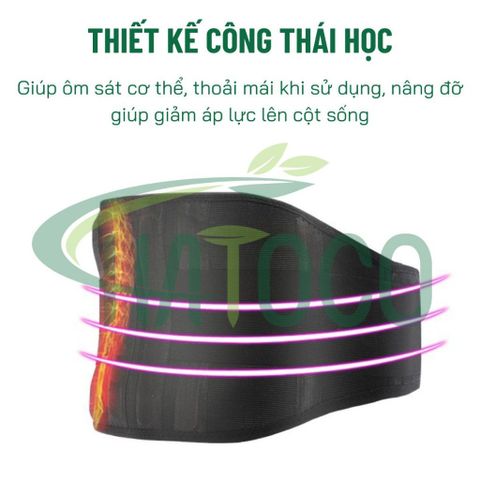 Đai Lưng Cột Sống Đá Nóng Hatoco - Giảm Đau Lưng, Hỗ Trợ Thoát Vị Đĩa Đệm, Cải Thiện Tư Thế, An Toàn Cho Mọi Đối Tượng