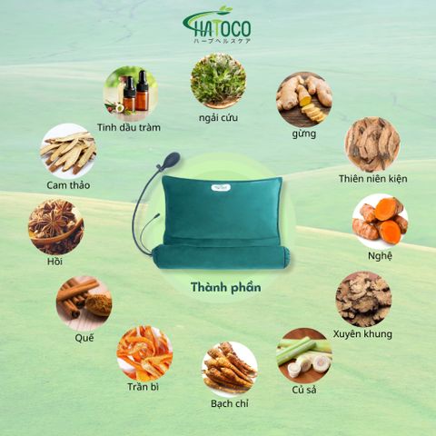 Gối Chườm Nóng Bằng Điện Hatoco - Gối Thảo Dược Giảm Đau Nửa Đầu, Cổ Gáy, Đau Lưng - Giải Pháp Thư Giãn Sức Khỏe Nhật Bản