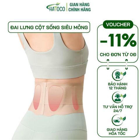 Đai Lưng Cột Sống Siêu Mỏng Hatoco - Hỗ Trợ Giảm Đau Thoát Vị Đĩa Đệm, Thoái Hóa Cột Sống, Tàng Hình, Thân Thiện Với Da