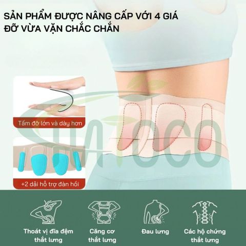 Đai Lưng Cột Sống Siêu Mỏng Hatoco - Hỗ Trợ Giảm Đau Thoát Vị Đĩa Đệm, Thoái Hóa Cột Sống, Tàng Hình, Thân Thiện Với Da
