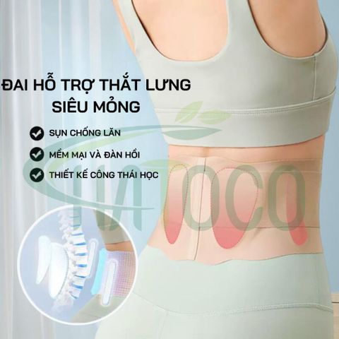 Đai Lưng Cột Sống Siêu Mỏng Hatoco - Hỗ Trợ Giảm Đau Thoát Vị Đĩa Đệm, Thoái Hóa Cột Sống, Tàng Hình, Thân Thiện Với Da