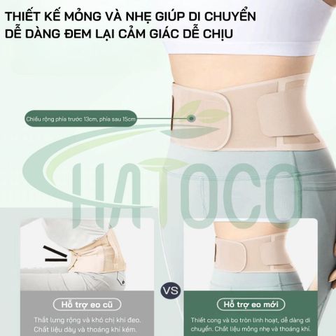 Đai Lưng Cột Sống Siêu Mỏng Hatoco - Hỗ Trợ Giảm Đau Thoát Vị Đĩa Đệm, Thoái Hóa Cột Sống, Tàng Hình, Thân Thiện Với Da