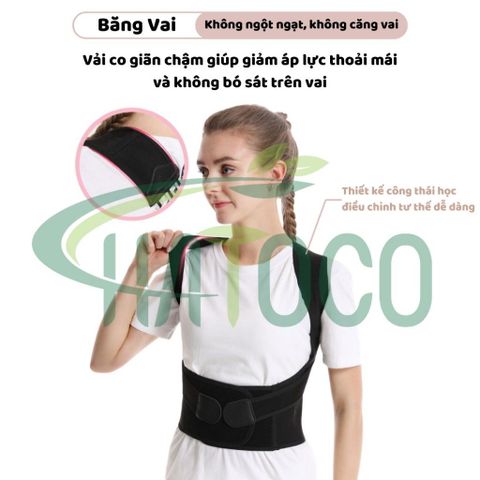 Đai Chống Gù Lưng Cao Cấp Hatoco - Điều Chỉnh Tư Thế, Hỗ Trợ Định Hình Cột Sống, Cải Thiện Dáng Ngồi Cho Nam Nữ