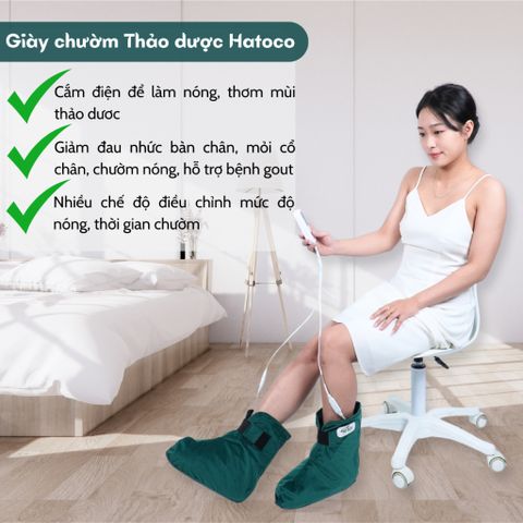 Đai Chườm Nóng Thảo Dược Hatoco - Giày Chườm Nóng Bằng Điện Giảm Nhức Mỏi Tê Lạnh Bàn Chân, Hỗ Trợ Thư Giãn và Phục Hồi Cơ Xương Khớp