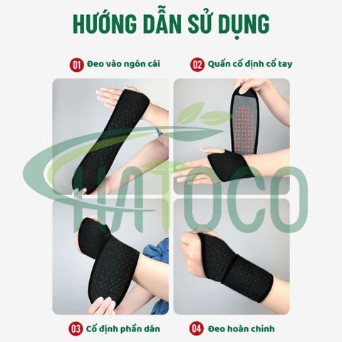 Đai Cổ Tay Từ Tính Hatoco - Giảm Đau, Cố Định, Bảo Vệ Khớp Cổ Tay Thể Thao, Chống Chấn Thương, Phù Hợp Cho Người Chơi Thể Thao, Dân Văn Phòng