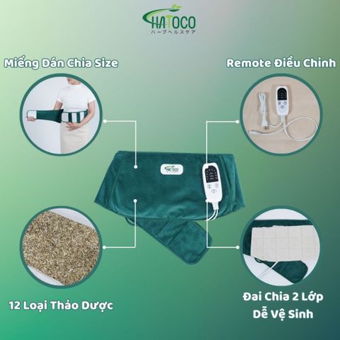 Đai Chườm Thảo Dược Hatoco Giảm Đau Lưng Hông, Chườm Nóng Đau Bụng Kinh - Hỗ Trợ Thư Giãn, Giảm Nhức Mỏi, Sản Phẩm Nhật Bản