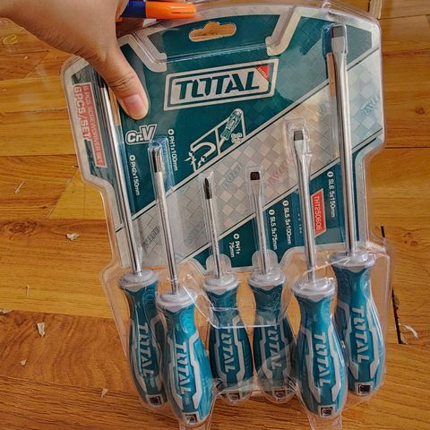 Bộ Tô Vít 6 Chi Tiết TOTAL THT250606 - Dẹp & Bake, Thép CR-V Chịu Lực Bền Bỉ, Dụng Cụ Sửa Chữa Điện Gia Đình, DIY