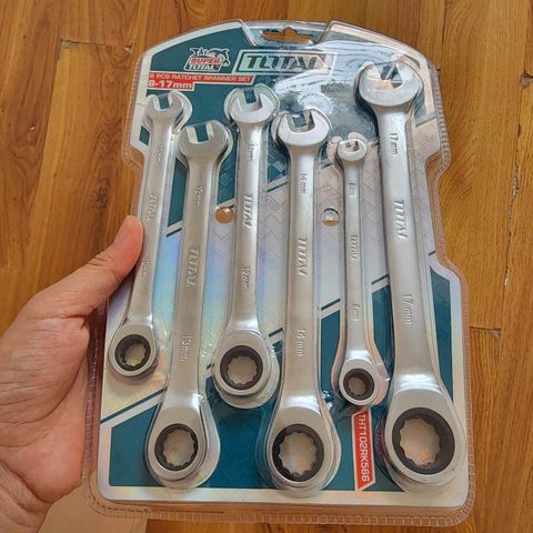 Bộ Cờ Lê Vòng Miệng Tự Động 6 Chi Tiết TOTAL THT102RK566 - Thép CR-V Bền Bỉ, Đảo Chiều Dễ Dàng, Sửa Chữa Xe Máy, Ô Tô