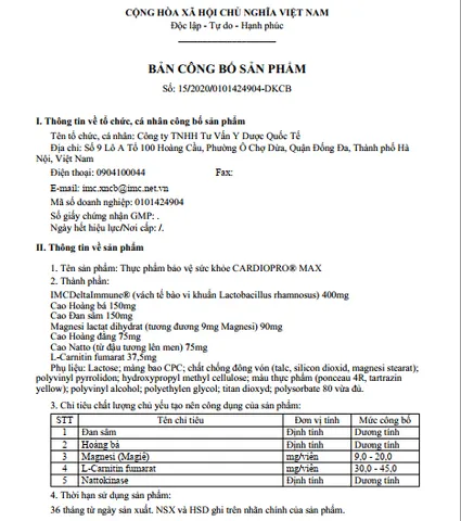 Viên uống Cardiopro Max - Hỗ trợ tim mạch, giảm mỡ máu, ngăn ngừa xơ vữa động mạch - Sản phẩm organic 30 viên
