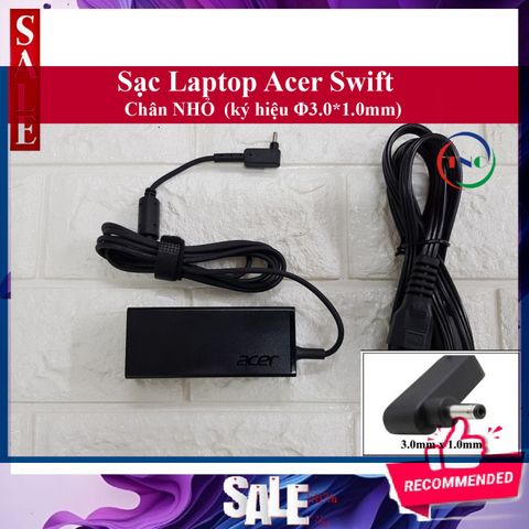 Sạc Laptop Acer Swift 19V 2.37A 45W Chân Nhỏ Đường Kính 3mm - Phụ Kiện Chính Hãng, Bảo Hành 12 Tháng