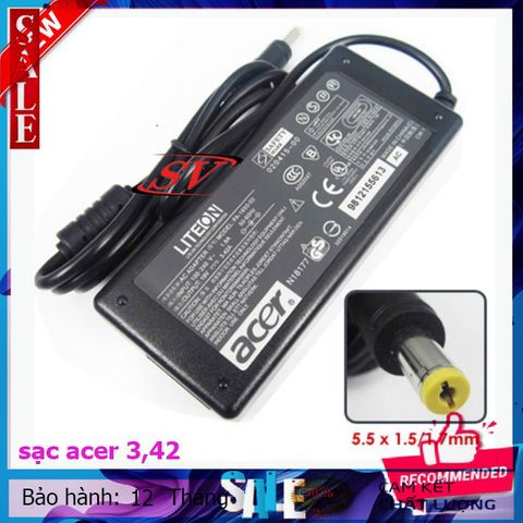 Sạc laptop ACER 3,42 (65w) - sạc hình chữ nhật - bảo hành 12 tháng
