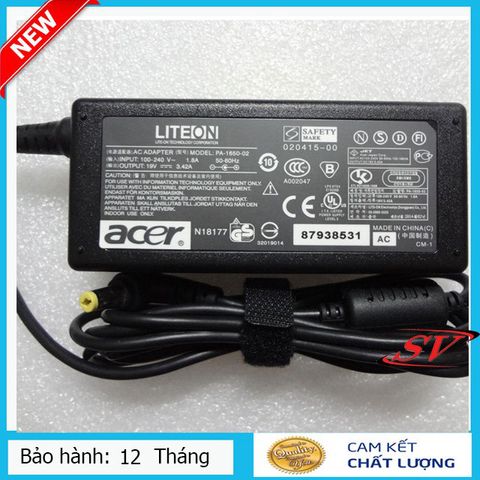 Sạc laptop ACER 3,42 (65w) - sạc hình chữ nhật - bảo hành 12 tháng