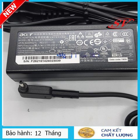 Sạc Laptop ACER 45W 2.31A - Chân Nhỏ Chính Hãng, Bảo Hành 12 Tháng, Sạc An Toàn và Ổn Định