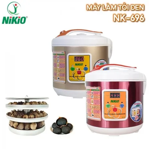 Máy làm tỏi đen Nikio NK-696 - Thiết bị làm tỏi đen công nghệ Nhật Bản, dung tích 6L, sản xuất 2kg tỏi, màu bạc sang trọng