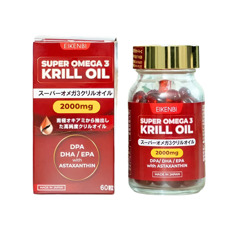 Dầu Nhuyễn Thể Super Omega 3 Krill Oil 2000mg Eikenbi Nhật Bản - 60 Viên Bổ Sung Omega-3 Tăng Cường Sức Khỏe, Chống Oxy Hóa