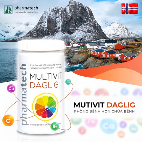 Multivit Daglig Pharmatech bổ sung vitamin và khoáng chất (180 viên)