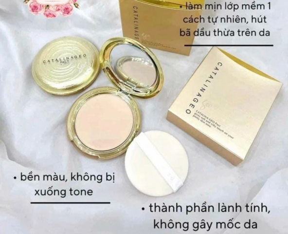 Phấn Phủ Dạng Nén Siêu Mịn Geo Lamy Catalina Golden Pact - Chì Không Chứa, Che Phủ Lỗ Chân Lông Tự Nhiên, Dành Cho Mọi Loại Da