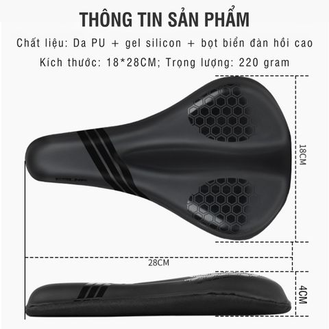 Vỏ Bọc Yên Xe Đạp PÊ ĐAN 4D Gel Silicone Hấp Thụ Sốc, Da PU Chống Thấm Nước, Phù Hợp Xe Đạp Thể Thao, Chống Trượt, Đệm êm ái