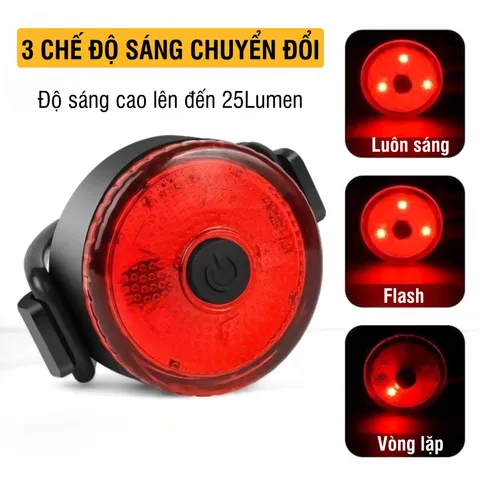 Đèn Hậu Xe Đạp PÊ ĐAN Led Siêu Sáng Chống Nước IPX4 - Đèn Nháy 3 Chế Độ An Toàn, Sạc USB, Lắp Đặt Dễ Dàng