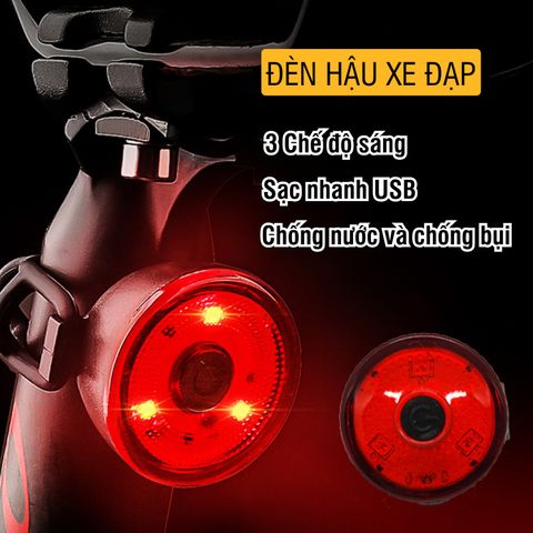 Đèn Hậu Xe Đạp PÊ ĐAN Led Siêu Sáng Chống Nước IPX4 - Đèn Nháy 3 Chế Độ An Toàn, Sạc USB, Lắp Đặt Dễ Dàng