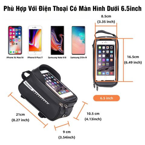 Túi Đựng Điện Thoại Xe Đạp PÊ ĐAN Chống Nước - Túi Treo Sườn Xe Đạp Đa Năng với Màn Hình Cảm Ứng TPU, Phụ Kiện Đạp Xe An Toàn