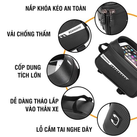 Túi Đựng Điện Thoại Xe Đạp PÊ ĐAN Chống Nước - Túi Treo Sườn Xe Đạp Đa Năng với Màn Hình Cảm Ứng TPU, Phụ Kiện Đạp Xe An Toàn