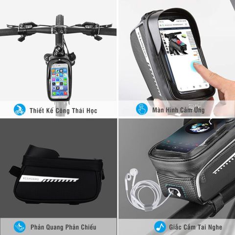 Túi Đựng Điện Thoại Xe Đạp PÊ ĐAN Chống Nước - Túi Treo Sườn Xe Đạp Đa Năng với Màn Hình Cảm Ứng TPU, Phụ Kiện Đạp Xe An Toàn