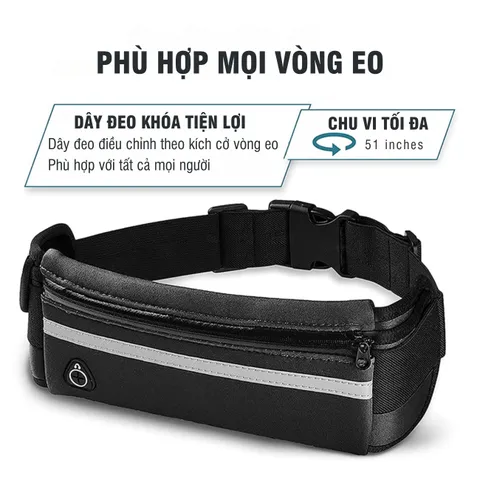 Túi Đeo Hông Chạy Bộ PÊ ĐAN Siêu Nhẹ 60g - Túi Đeo Bụng Đựng Điện Thoại Nam Nữ Phản Quang An Toàn, Thể Thao, Du Lịch