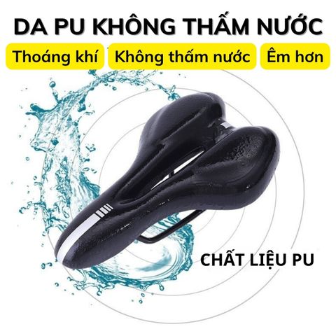 Yên Xe Đạp Gel Silicone PÊ ĐAN Chất Liệu Da PU Không Thấm Nước - Yên Đạp Thể Thao Siêu Êm, Đệm Bọt Ảo và Phản Quang An Toàn