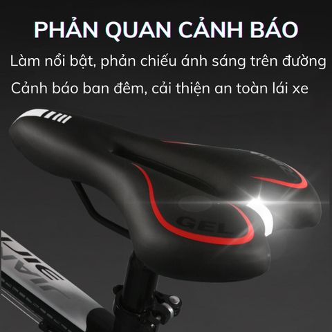 Yên Xe Đạp Gel Silicone PÊ ĐAN Chất Liệu Da PU Không Thấm Nước - Yên Đạp Thể Thao Siêu Êm, Đệm Bọt Ảo và Phản Quang An Toàn