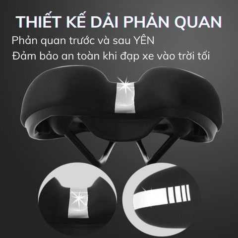Yên Xe Đạp Gel Silicone PÊ ĐAN Chất Liệu Da PU Không Thấm Nước - Yên Đạp Thể Thao Siêu Êm, Đệm Bọt Ảo và Phản Quang An Toàn
