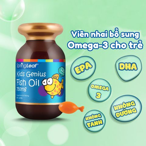 (Hàng nhập khẩu) Dầu cá cho bé SpringLeaf Kids Genius Fish Oil 750mg lọ 120 viên