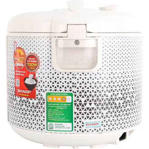 Nồi Cơm Điện Sharp KS-181TJV 1.8L - Thiết Kế Nắp Rời, Công Suất 700W, Chức Năng Giữ Ấm, Phù Hợp Gia Đình 4-6 Người