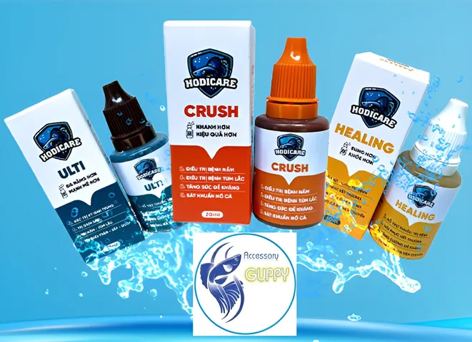 HODICARE Bộ 3 Sản Phẩm Dưỡng Cá Cảnh Ulti, Healing, Crush 20ml - Điều Trị Nấm, Ký Sinh Trùng và Hỗ Trợ Đề Kháng cho Cá