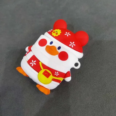 Vỏ Bọc AirPods 1 2 Vịt Đỏ Noel - Túi Silicon Dẻo Hộp Sạc Tai Nghe Không Thấm Nước, Quà Tặng Giáng Sinh Sáng Tạo