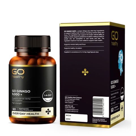 GO GINKGO 9000+ - Viên Uống Bổ Não New Zealand 60 Viên - Hỗ Trợ Tăng Cường Tuần Hoàn Não và Cải Thiện Trí Nhớ