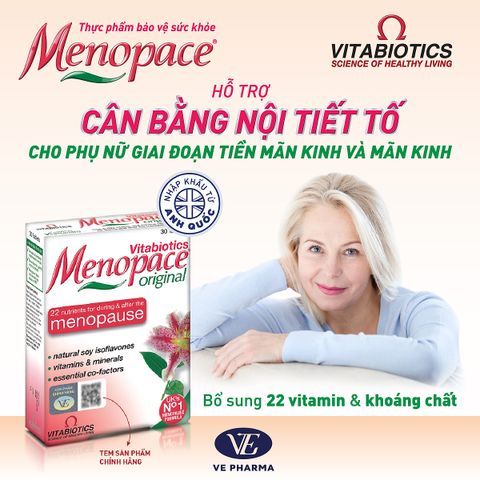 Viên Uống MENOPACE Hỗ Trợ Cân Bằng Nội Tiết Tố Nữ - Bổ Sung Vitamin và Khoáng Chất cho Phụ Nữ Tiền Mãn Kinh (30 Viên)