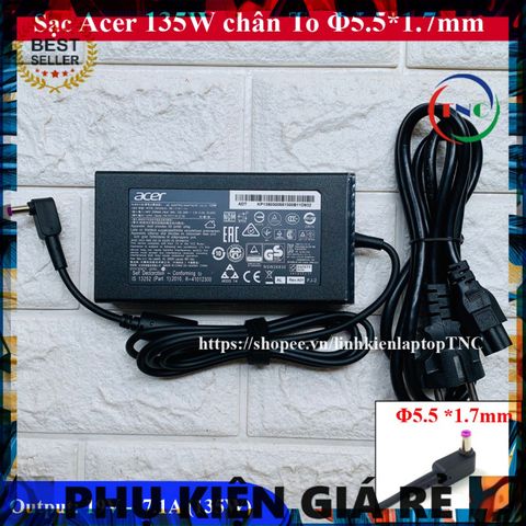 Sạc Laptop Acer 19V 7.1A 135W - Adapter Nitro Chân Tím - Phụ Kiện Thay Thế Chất Lượng Cao