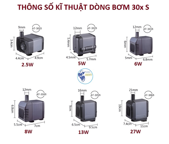 Máy Bơm Nước Hồ Cá ATMAN AT-30xS - Bơm Lọc Đa Năng Siêu Êm, Phù Hợp Hồ Cảnh và Hòn Non Bộ, Độ Bền Cao