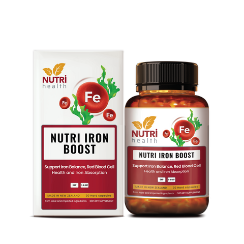 Viên Sắt Hữu Cơ Nutri Iron Boost - Tảo Biển New Zealand, 30 Viên - Hỗ Trợ Tăng Cường Hồng Cầu, Ngăn Ngừa Thiếu Máu