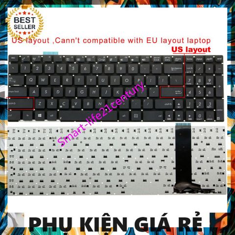Bàn Phím Laptop Asus N56 N550L N550J N550JA N550JK N550JV N550LF - Chất Lượng Cao, Đèn Nền, Phiên Bản US Layout, Bảo Hành Đổi Mới