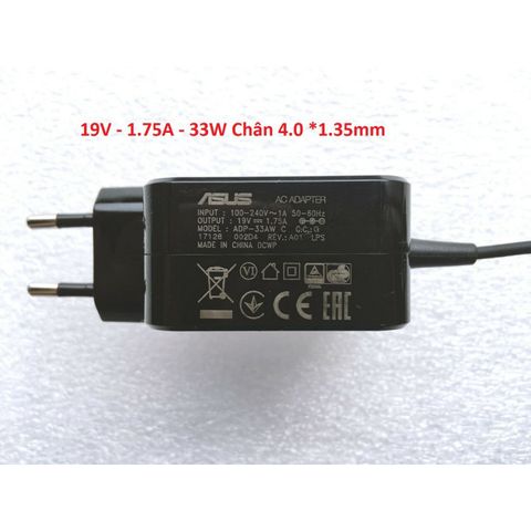 Sạc laptop Asus chính hãng 19V 1.75A 33W chân nhỏ 4.0*1.35mm - Phụ kiện máy tính giá rẻ, chất lượng cao