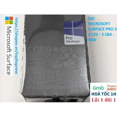 Sạc Microsoft Surface Pro 3 4 Chính Hãng 12V - 2.58A - 36W - Phụ Kiện Laptop Giá Rẻ, An Toàn, Mới 100%