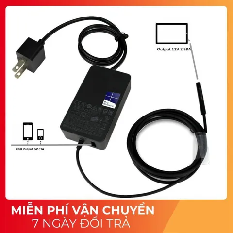 Sạc Microsoft Surface Pro 3 4 Chính Hãng 12V - 2.58A - 36W - Phụ Kiện Laptop Giá Rẻ, An Toàn, Mới 100%