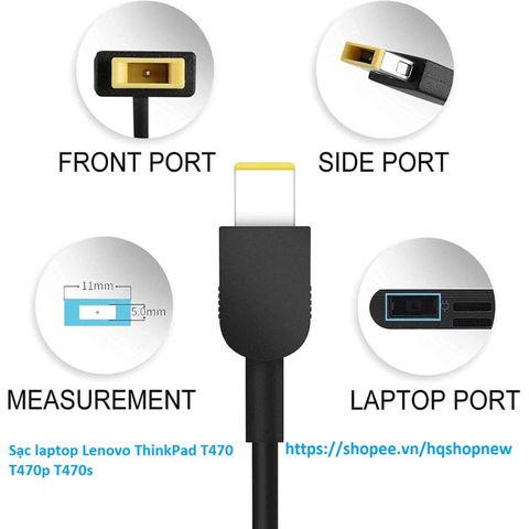 Sạc Laptop Lenovo ThinkPad T470 T470p T470s 20V - 2.25A 3.25A 45W 65W Chân Vuông USB - Phụ Kiện Chính Hãng Giá Rẻ