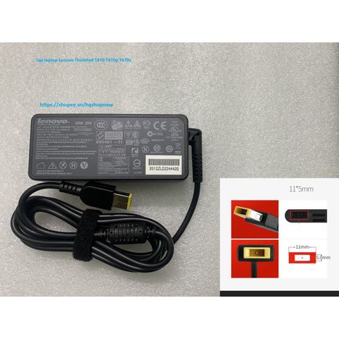 Sạc Laptop Lenovo ThinkPad T470 T470p T470s 20V - 2.25A 3.25A 45W 65W Chân Vuông USB - Phụ Kiện Chính Hãng Giá Rẻ