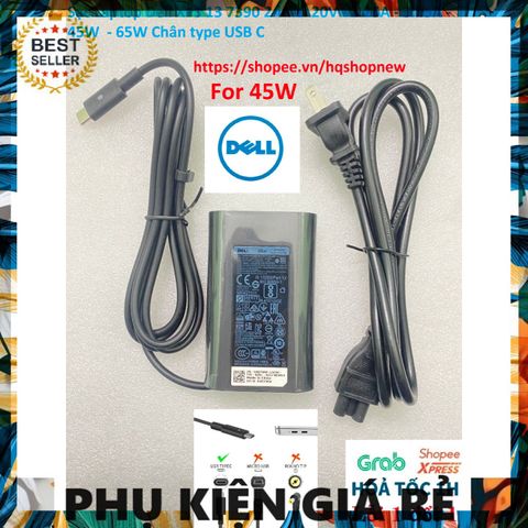 Sạc Laptop Dell XPS 13 7390  20V 3.25A - 65W - Chân USB C, Sạc Mới 100% Bảo Đảm Tương Thích